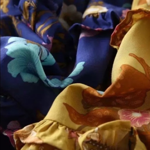 Floral Ruffle Long Sleeve Fall Boho Mini Dress - Picture 5 of 6